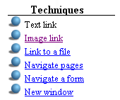 Text link page menu