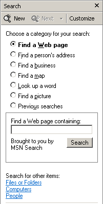 Pane: Search (default for IE6)