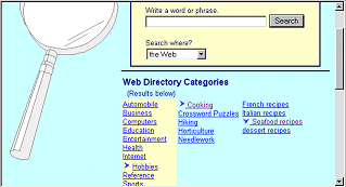 Quick Search - categories selected