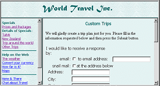 World travel - request form