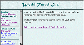 World Travel - confirming form submission
