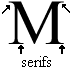 Illustration of serifs on a capital M