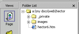 Folder List: showing hector6.htm has been imported