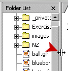 Dragging the edge of the Folder List