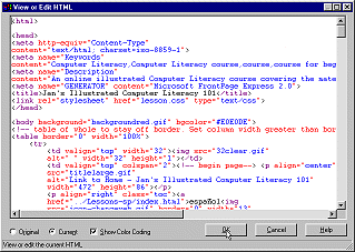 FPX view of HTML code