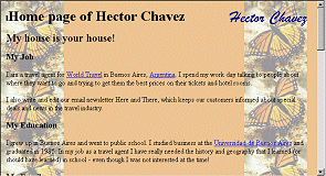 Hector's page with butterfly background repeating