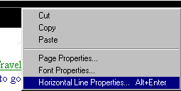 Popup Menu: Horizontal Line Properties