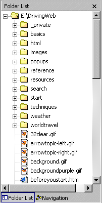 folder list web pane
