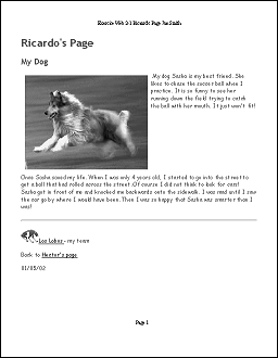 Print-out of Ricardo's page