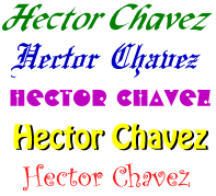 Title "Hector Chavez" in several fonts