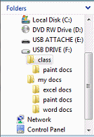 Folder tree showing two folders named paint docs (Vista)