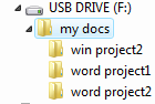 Folder tree showing project folders in the folder my docs (vista)