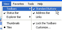 Menu: View | Toolbars | Standard buttons (WinXP)