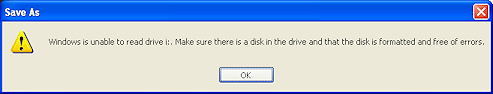Message: Unable to read Drive A (WinXP)