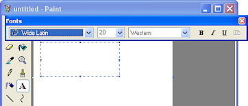 Paint Text toolbar (WinXP)