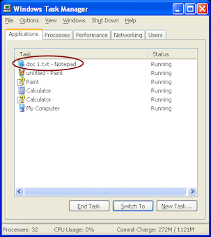 Task Manager in WinXP