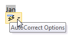 Button: AutoCorrect Options - arrow