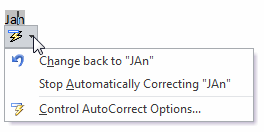 Button: AutoCorrect Options menu