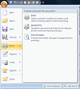 Office button menu (Word 2007)