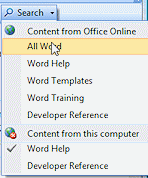 Help: Search button - search All Word (Word2007)