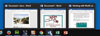 Three Word 2016 documents open in Windows 10