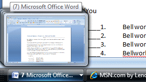 Taskbar: Word 2007 in Vista showing multiple open documents