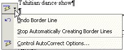 Button: AutoCorrect Options - list opened