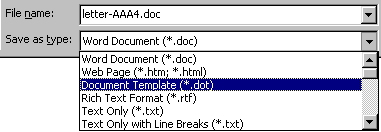 Dialog - Save As - file formats list