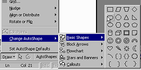 Menu - Draw | Change Autoshapes | Basic Shapes