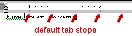 Ruler with default tab stops