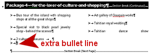 Text- Package 4 with bulleted blank line