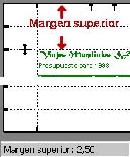 Margen superior  = 2,5 cm