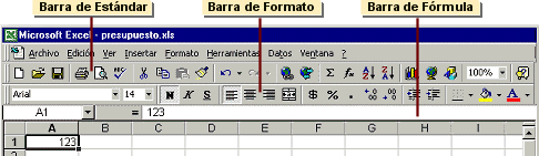 Barras de herramientas en Excel 2000