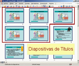 Vista de Clasificador de diapositivas: 5 diapositivas de Título
