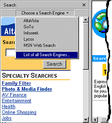 Search pane displayed