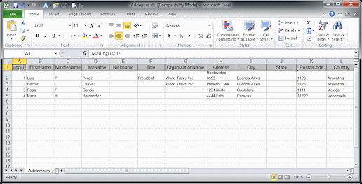 Spreadsheet as a database (Excel 2010)