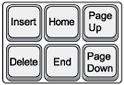 Keys: Navigation - Home, End, Page up, Page down, Insert, Delete