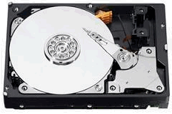 Hard drive with top of case removed (Western Digital)