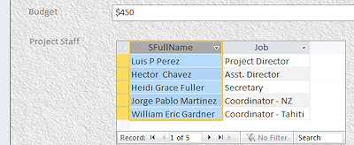 Form View: after moving Name column