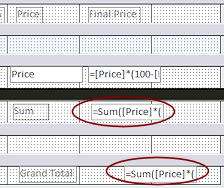 Design View: Total controls now include the calculation for Final Price (Access 2010)