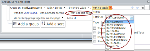 Group, Sort, Total pane: calculated control Final Price not in list (Access 2010)