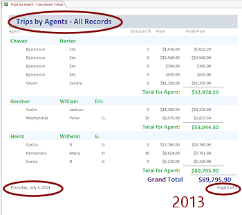 Report View: after adding date and page numbers to page footer (Access 2013)