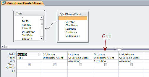 Grid in Query Design