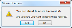 Message: You are about to paste 4 record(s).