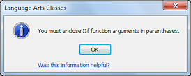 Message: Enclose function arguments in parentheses