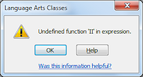 Message: Undefined function