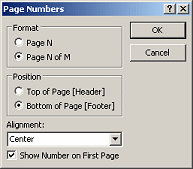 Dialog: Page Numbers