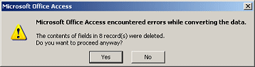 Message: Encountered errors while converting the data