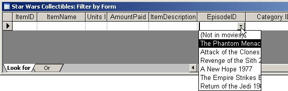 Form for Filter by Form