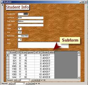 Form with subform in datasheet view